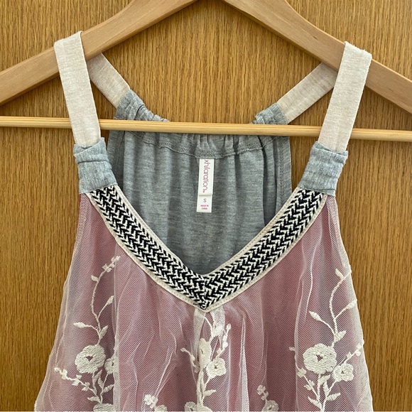 Layered Floral Mesh Lace Tank Top - Size S - Picture 3 of 16
